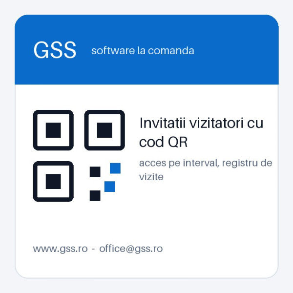 Aplicatie invitatii vizitatori cu cod QR si acces pe turnichet Aplicatie invitatii vizitatori cu cod QR si acces pe turnichet