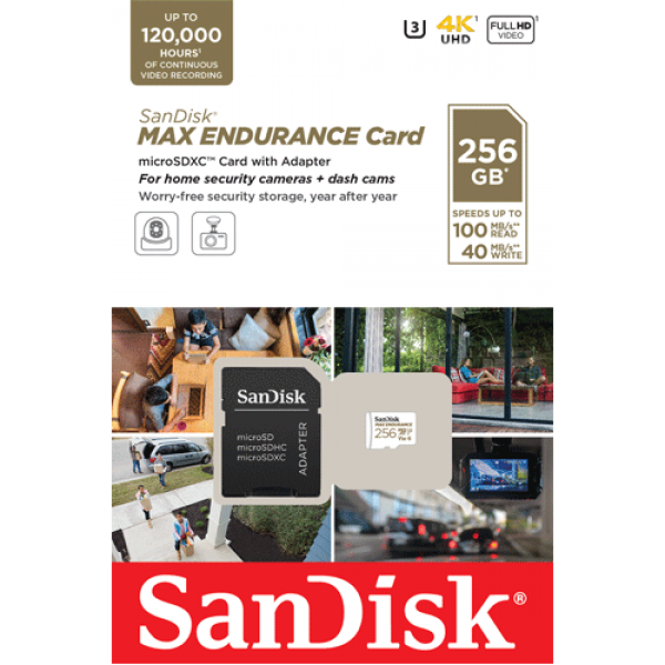 Card MicroSD 256GB, seria MAX Endurance - SanDisk SDSQQVR-256G-GN6IA - gss.ro