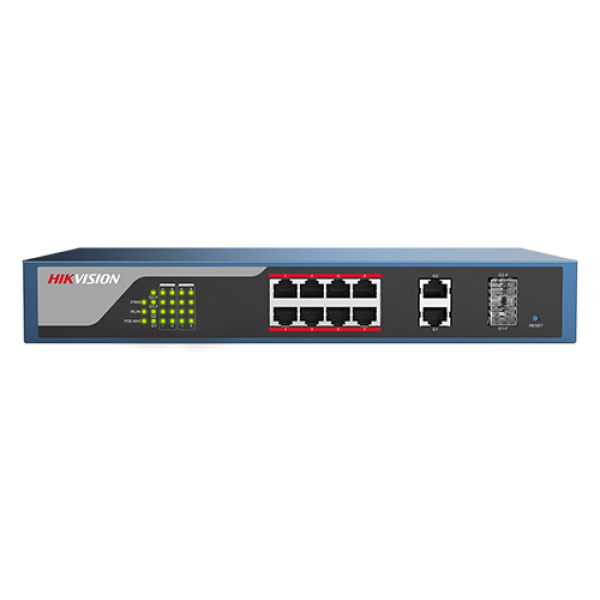 Switch Web-managed 8 porturi PoE, 2 porturi SFP uplink, - HIKVISION DS-3E1310P-E - gss.ro