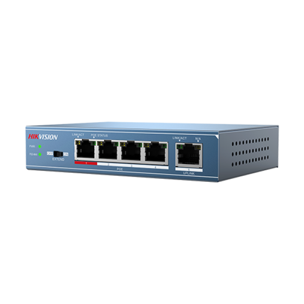 Switch 4 porturi PoE, 1 port uplink- HIKVISION DS-3E0105P-E-M - gss.ro