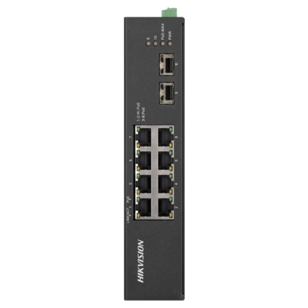 Switch 8 porturi Gigabit PoE, 2 porturi uplink SFP - HIKVISION DS-3T0510HP-E-HS - gss.ro
