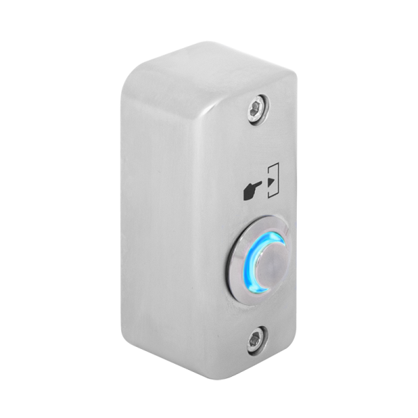 Buton de iesire aplicabil cu LED de semnalizare albastru, din  aliaj de Zinc cu posibilitate de montare la exterior, IP65 - gss.ro