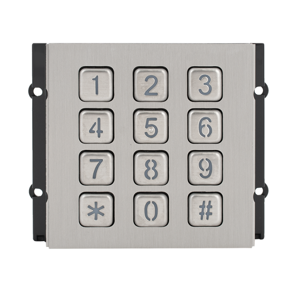 Modul tastatura mecanica iluminata, capacitiva, pentru posturile de apel modulare DT 821 cu comunicatie pe 2 fire. Modul tastatura mecanica iluminata, capacitiva, pentru posturile de apel modulare DT 821 cu comunicatie pe 2 fire.