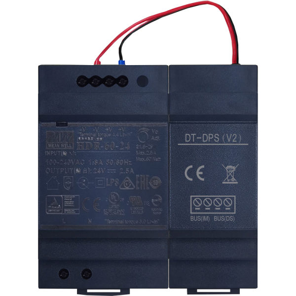 Sursa de alimentare de 2.5A cu separator de alimentare, pentru sistemele de interfonie pe 2 fire 2Easy Sursa de alimentare de 2.5A cu separator de alimentare, pentru sistemele de interfonie pe 2 fire 2Easy