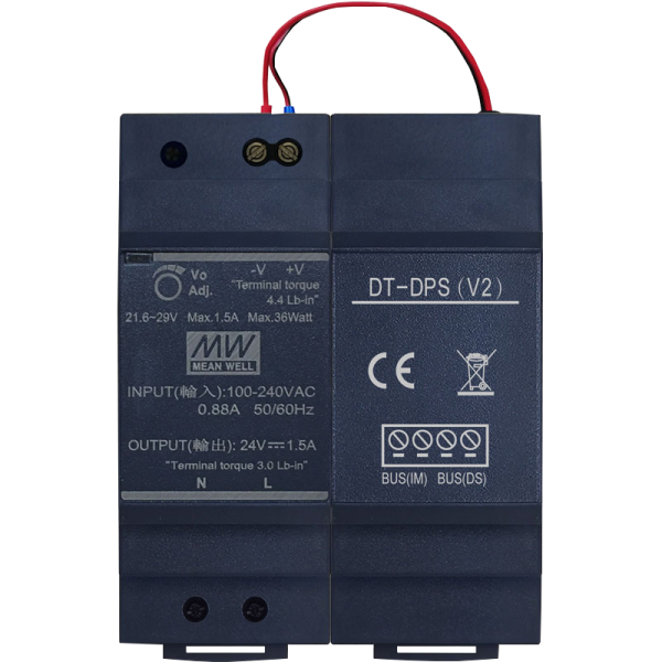 Sursa de alimentare de 1.5A cu separator de alimentare, pentru sistemele de interfonie pe 2 fire 2Easy Sursa de alimentare de 1.5A cu separator de alimentare, pentru sistemele de interfonie pe 2 fire 2Easy