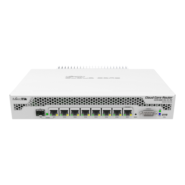 Cloud Core Router, 7 x Gigabit, 1 x combo SFP/Gigabit, 1 x PoE, RouterOS L6 - Mikrotik CCR1009-7G-1C-PC