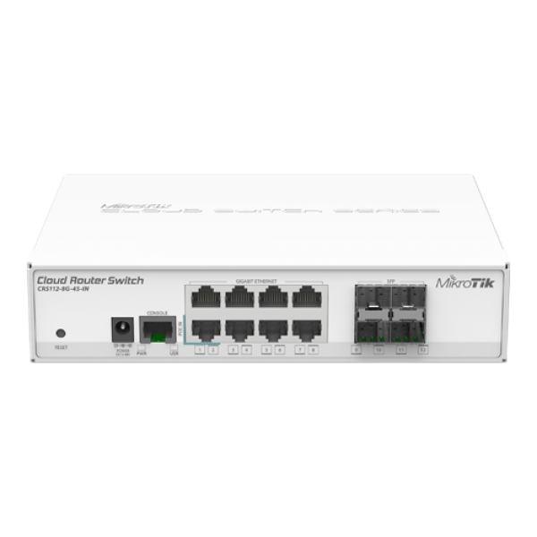 Management Switch, 8 x Gigabit, 4 x SFP 1.25 Gbps - Mikrotik CRS112-8G-4S-IN