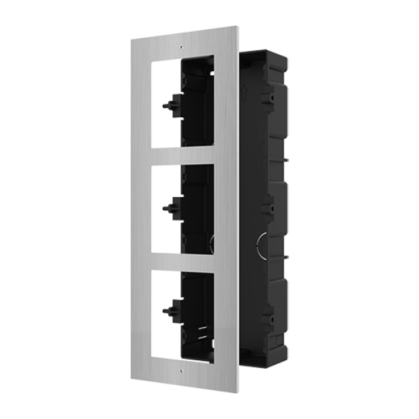 Rama montaj ingropat din otel inoxidabil, 3 module, pentru Interfon modular - HIKVISION DS-KD-ACF3-S - gss.ro Rama montaj ingropat din otel inoxidabil, 3 module, pentru Interfon modular - HIKVISION DS-KD-ACF3-S - gss.ro