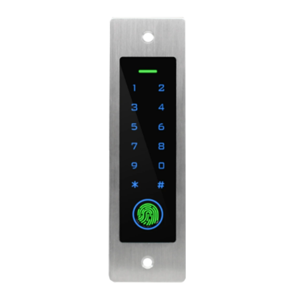 Controler de acces stand-alone, incastrabil, antivandal de  exterior cu tastatura, cititor RFID si amprenta