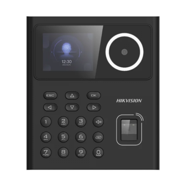 Terminal standalone control acces cu Recunoastere faciala, Amprenta, Card MIFARE si PIN, camera 2MP, ecran LCD color 2.4 inch - HIKVISION DS-K1T320MFWX