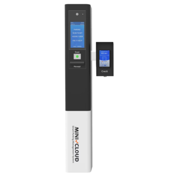 Terminal iesire parcare slim, validator tichete, POS (neinclus), ecran LCD 10", imprimanta termica, interfon SIP FANVIL PA2S, controler industrial LINUX, RJ45 10/100MBPS, IP54