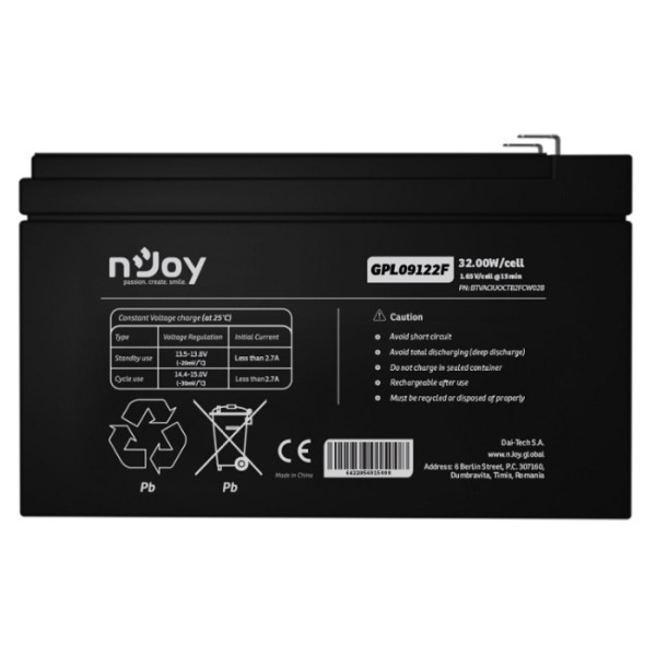 ACUMULATOR UPS, 12V, 9A, VRLA AGM, LONG LIFE - GPL09122F ACUMULATOR UPS, 12V, 9A, VRLA AGM, LONG LIFE - GPL09122F