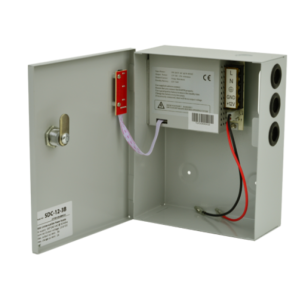 Sursa de alimentare 12V, 3A, back-up in cabinet metalic SDC-12-3B