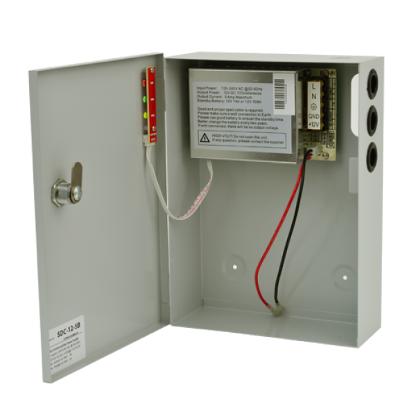 Sursa de alimentare 12V, 5A, back-up in cabinet metalic SDC-12-5B Sursa de alimentare 12V, 5A, back-up in cabinet metalic SDC-12-5B