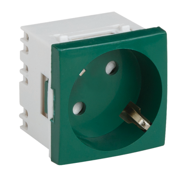Priza modulara schuko cu impamantare, verde - DLX DLX-245-42 Priza modulara schuko cu impamantare, verde - DLX DLX-245-42