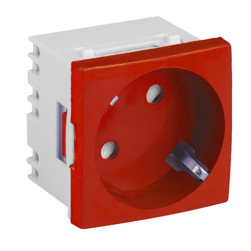 Priza modulara schuko cu impamantare, rosu - DLX DLX-245-46 Priza modulara schuko cu impamantare, rosu - DLX DLX-245-46