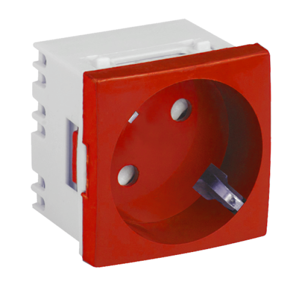 Priza modulara schuko cu impamantare, rosu - DLX DLX-245-46