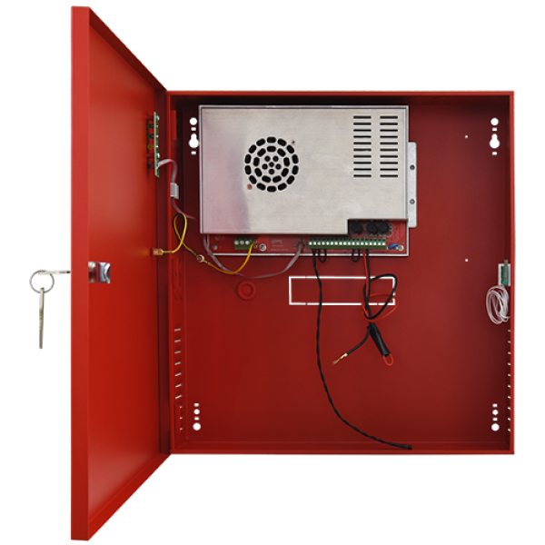 Sursa de alimentare EN 54-4, 27.6V/9.2A, cutie metalica cu loc acumulatori 2x17Ah/12V - PULSAR EN54C-10A17