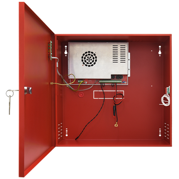Sursa de alimentare EN 54-4, 27.6V/8.8A, cutie metalica cu loc acumulatori 2x28Ah/12V - PULSAR EN54C-10A28