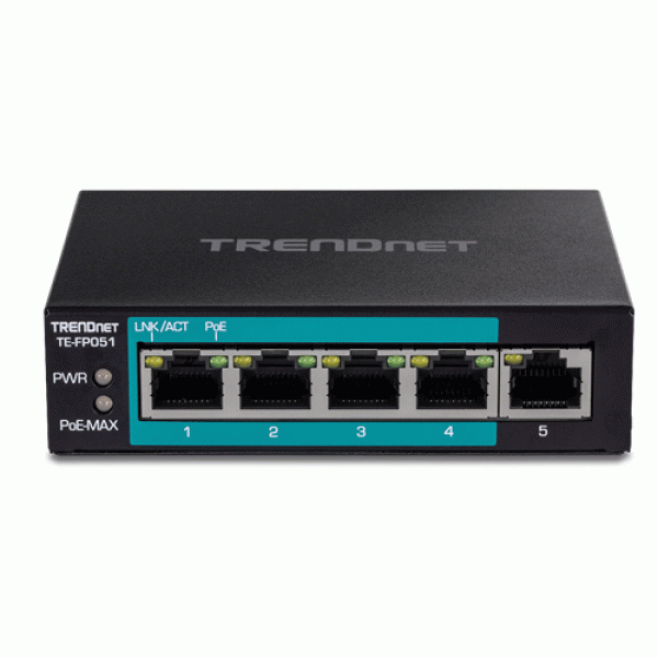 Switch 4 porturi Fast Ethernet Long Range 250m PoE+ 60W, 1 port Fast Ethernet - TRENDnet TE-FP051 Switch 4 porturi Fast Ethernet Long Range 250m PoE+ 60W, 1 port Fast Ethernet - TRENDnet TE-FP051