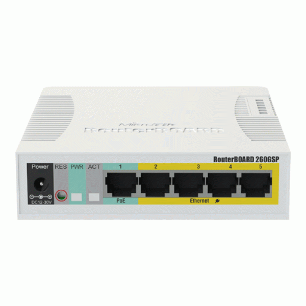 Smart Switch 5 x Gigabit (4 x PoE), 1 x SFP - Mikrotik CSS106-1G-4P-1S Smart Switch 5 x Gigabit (4 x PoE), 1 x SFP - Mikrotik CSS106-1G-4P-1S