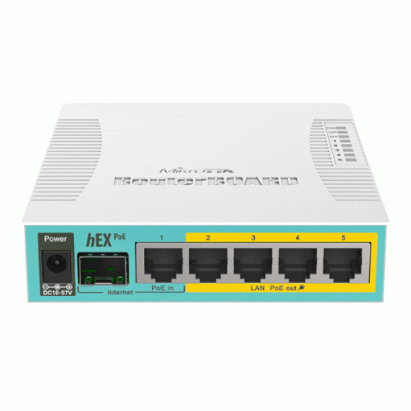 Router hEX PoE, 5 x Gigabit 4 PoE, 1 x SFP, RouterOS L4 - Mikrotik RB960PGS Router hEX PoE, 5 x Gigabit 4 PoE, 1 x SFP, RouterOS L4 - Mikrotik RB960PGS