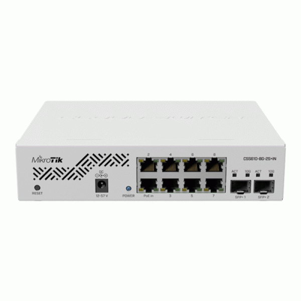 Smart Switch, 8 x Gigabit, 2 x SFP+ 10Gbps - Mikrotik CSS610-8G-2S+IN Smart Switch, 8 x Gigabit, 2 x SFP+ 10Gbps - Mikrotik CSS610-8G-2S+IN