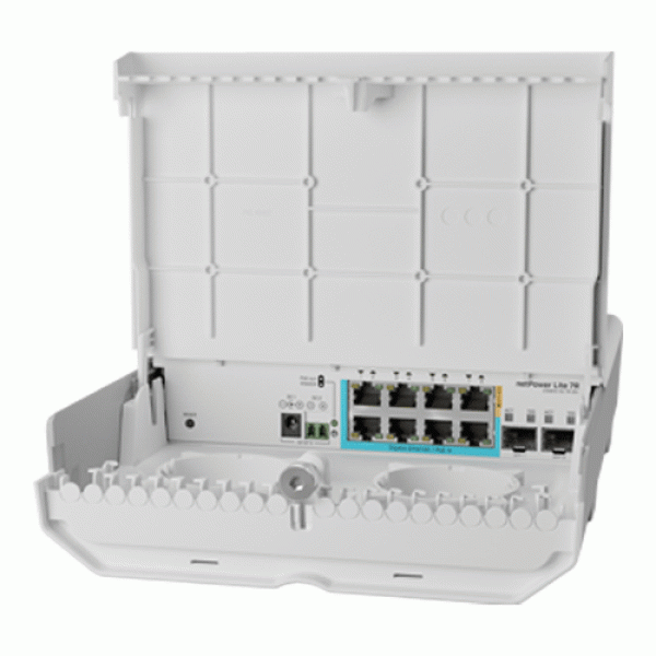 Smart Switch outdoor, 8 x Gigabit (7 PoE in), 2 x SFP+ 10Gbps - Mikrotik CSS610-1Gi-7R-2S+OUT