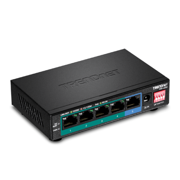 Switch 4 porturi Gigabit Long Range 200m PoE+, 1 port Gigabit - TRENDnet TPE-LG50 Switch 4 porturi Gigabit Long Range 200m PoE+, 1 port Gigabit - TRENDnet TPE-LG50