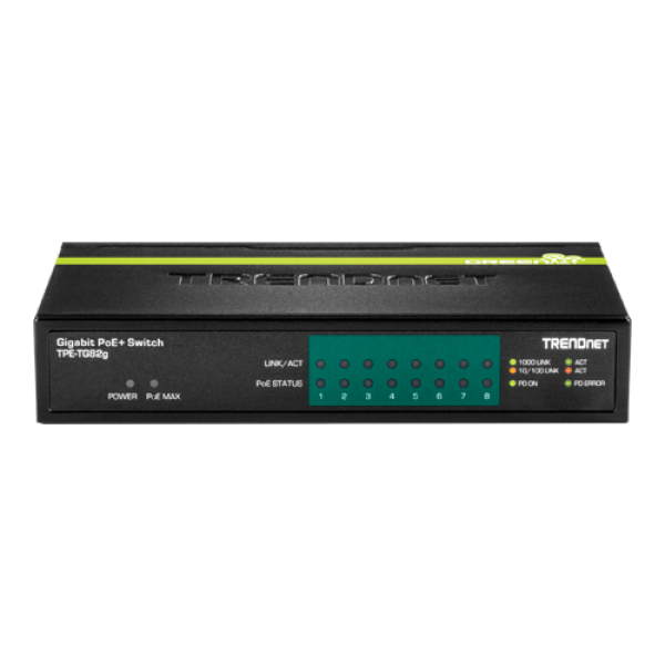 Switch 8 porturi Gigabit PoE/PoE+ 61W - TRENDnet TPE-TG82G Switch 8 porturi Gigabit PoE/PoE+ 61W - TRENDnet TPE-TG82G