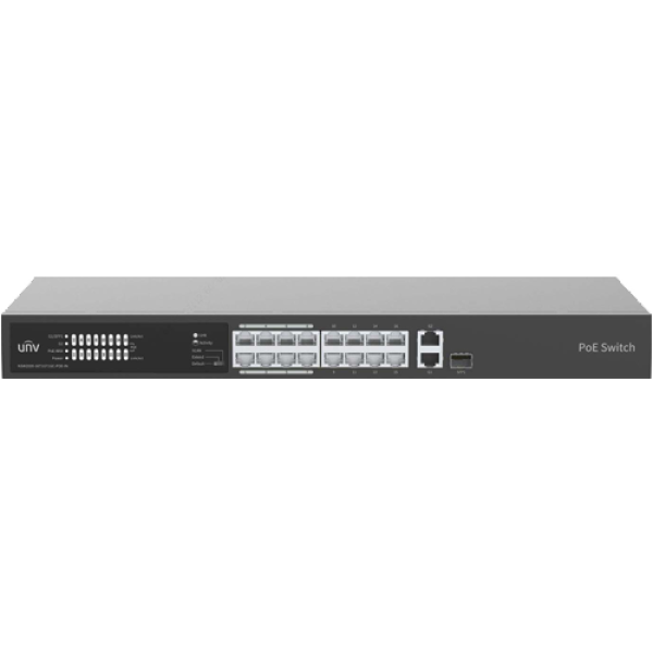 Switch 16 porturi PoE 100Mbps, 1 port Gigaethernet, 1 port Combo - UNV NSW2020-16T1GT1GC-POE-IN