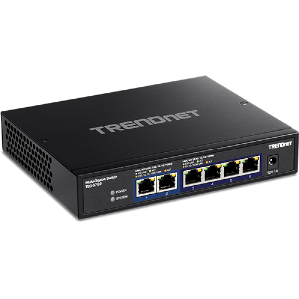 Switch 6 porturi, 4 x 2.5G si 2 x 10G , Fanless - TRENDnet TEG-S762