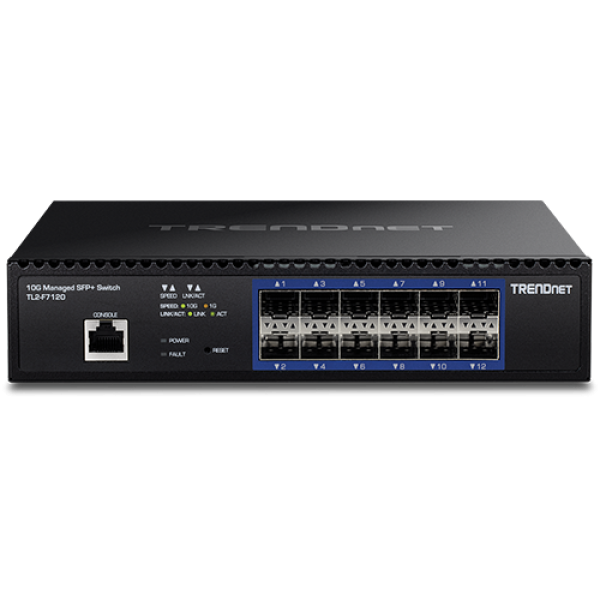 Switch 12 porturi SFP+ 1/10G, 1 x consola RJ45, management, 1U - TRENDnet TL2-F7120 Switch 12 porturi SFP+ 1/10G, 1 x consola RJ45, management, 1U - TRENDnet TL2-F7120