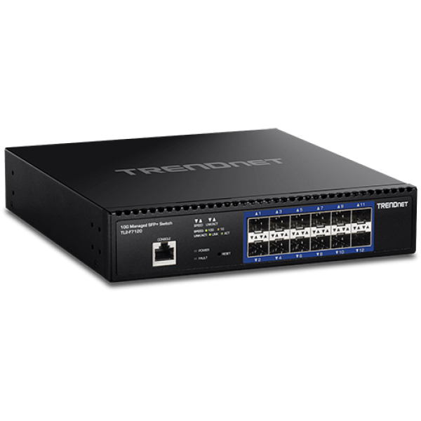 Switch 12 porturi SFP+ 1/10G, 1 x consola RJ45, management, 1U - TRENDnet TL2-F7120