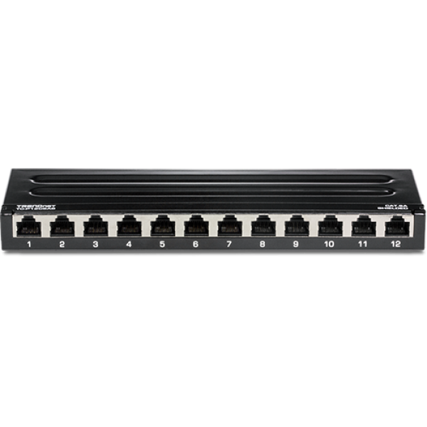 Patch Panel Wall Mount, 12 porturi RJ45 UTP, Cat6a, Ecranat, 0.5U - TRENDnet TC-P12C6AS Patch Panel Wall Mount, 12 porturi RJ45 UTP, Cat6a, Ecranat, 0.5U - TRENDnet TC-P12C6AS