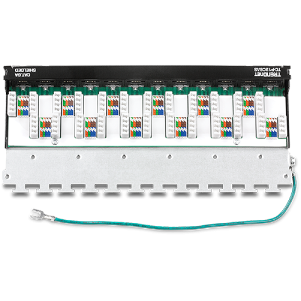 Patch Panel Wall Mount, 12 porturi RJ45 UTP, Cat6a, Ecranat, 0.5U - TRENDnet TC-P12C6AS Patch Panel Wall Mount, 12 porturi RJ45 UTP, Cat6a, Ecranat, 0.5U - TRENDnet TC-P12C6AS