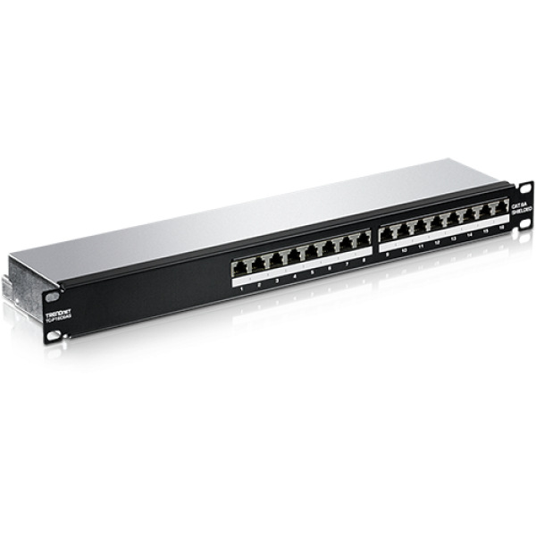 Patch Panel 16 porturi RJ45 UTP, Cat6a, Ecranat, 1U - TRENDnet TC-P16C6AS Patch Panel 16 porturi RJ45 UTP, Cat6a, Ecranat, 1U - TRENDnet TC-P16C6AS