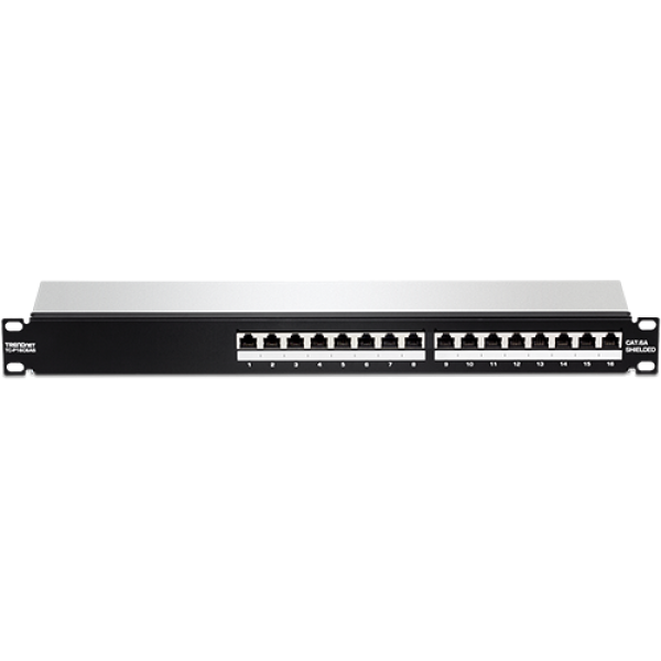 Patch Panel 16 porturi RJ45 UTP, Cat6a, Ecranat, 1U - TRENDnet TC-P16C6AS Patch Panel 16 porturi RJ45 UTP, Cat6a, Ecranat, 1U - TRENDnet TC-P16C6AS