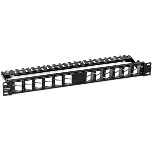 Patch Panel ecranat 24 porturi blank keystone inclinate 1U - TRENDnet TC-KP24SA Patch Panel ecranat 24 porturi blank keystone inclinate 1U - TRENDnet TC-KP24SA
