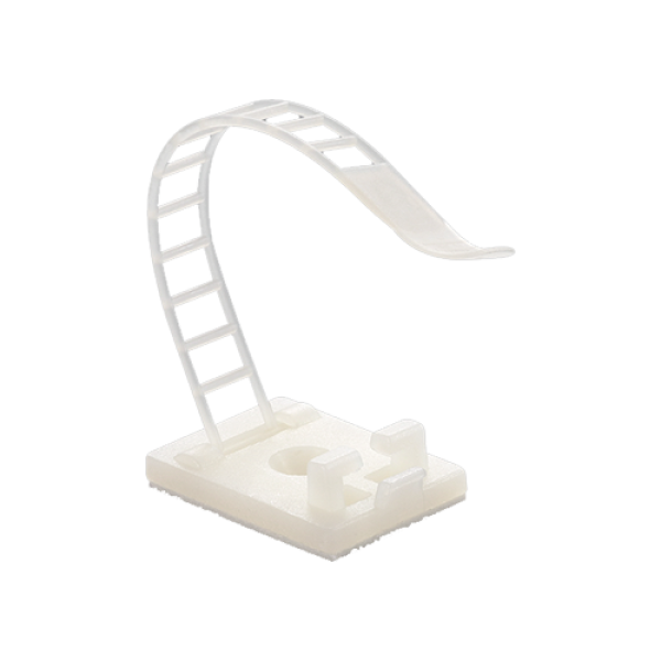 Suport plastic ajustabil pentru prindere cabluri, ALB, 25x18 mm, autoadeziv, 100 buc TAA-1-W