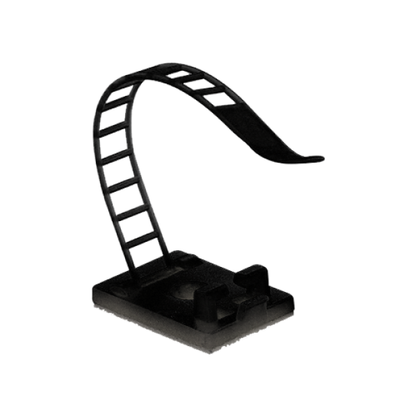 Suport plastic ajustabil pentru prindere cabluri, NEGRU, 25x18 mm, autoadeziv, 100 buc TAA-1-B