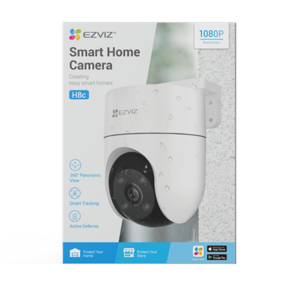 Camera IP EZVIZ de exterior, WI-Fi, Pan&Tilt, rezolutie 2K+, Audio bidirectional, distanta IR 30 metri, imagini color 24/7 CS-H8C-2K+