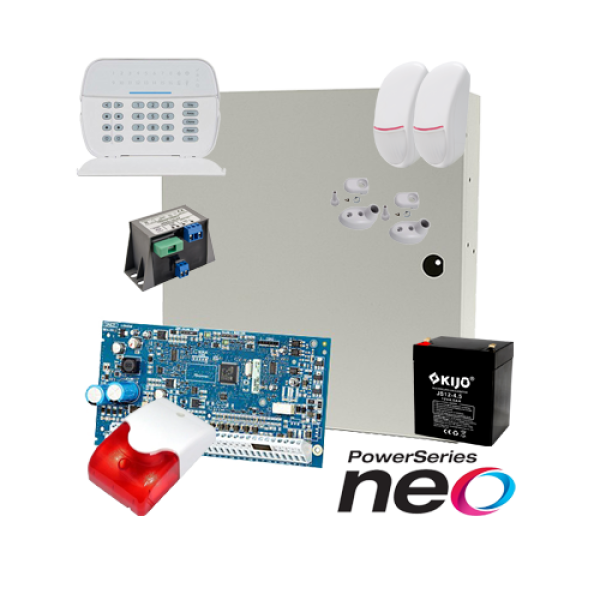 Kit alarma la efractie DSC NEO cu sirena interioara KIT2016INT