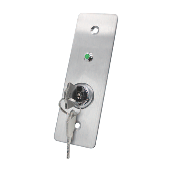 Buton de iesire cu cheie, montaj ingropat, inox, LED, NO-NC-COM, 115 x 40 mm CSK-408SLED