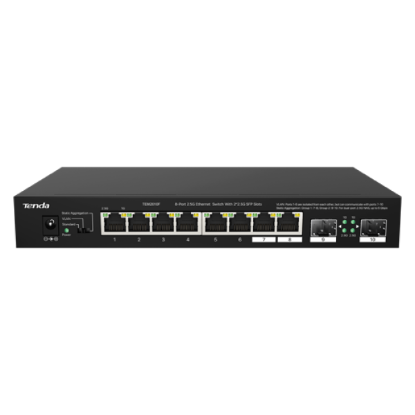 Switch 8 porturi 2.5 Gigabit, 2 porturi SFP 2.5 Gigabit - TENDA TND-TEM2010F Switch 8 porturi 2.5 Gigabit, 2 porturi SFP 2.5 Gigabit - TENDA TND-TEM2010F