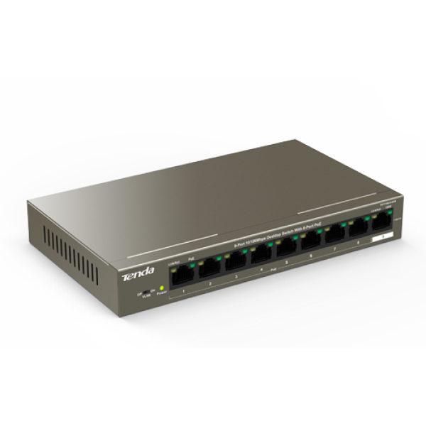 Switch 8 porturi PoE, 1 port uplink RJ45, 10/100Mbps - TENDA TND-TEF1109P-8-63W Switch 8 porturi PoE, 1 port uplink RJ45, 10/100Mbps - TENDA TND-TEF1109P-8-63W