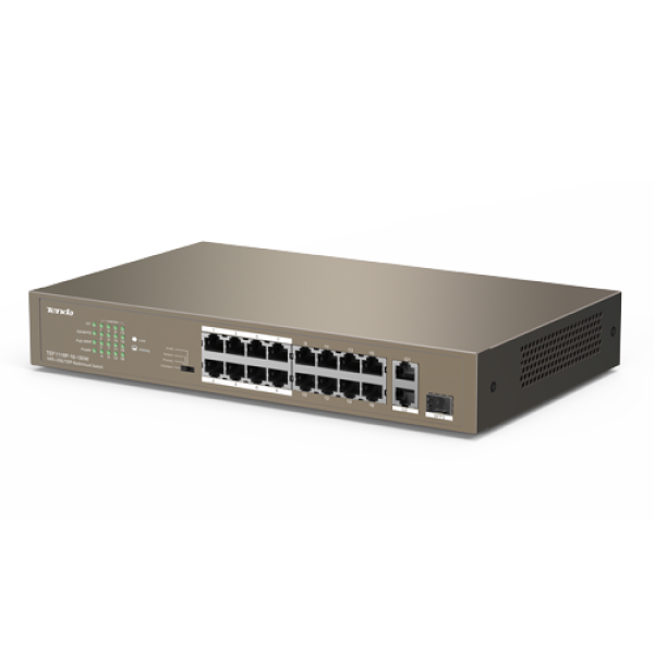 Switch 16 porturi PoE 10/100 Mbps, 2 port RJ45 Gigabit, 1 port SFP Gigabit - TENDA TND-TEF1118P-16-150W-V30