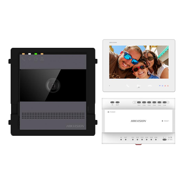 KIT videointerfon 2 fire pentru 1 familie, monitor 7 inch, Alarma, IK08, Card 32GB, Al - HIKVISION DS-KIS704EY-AL KIT videointerfon 2 fire pentru 1 familie, monitor 7 inch, Alarma, IK08, Card 32GB, Al - HIKVISION DS-KIS704EY-AL
