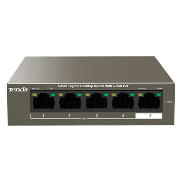 Switch 4 porturi Gigabit PoE, 1 port Uplink Gigabit - Tenda TND-TEG1105P-4-63W Switch 4 porturi Gigabit PoE, 1 port Uplink Gigabit - Tenda TND-TEG1105P-4-63W