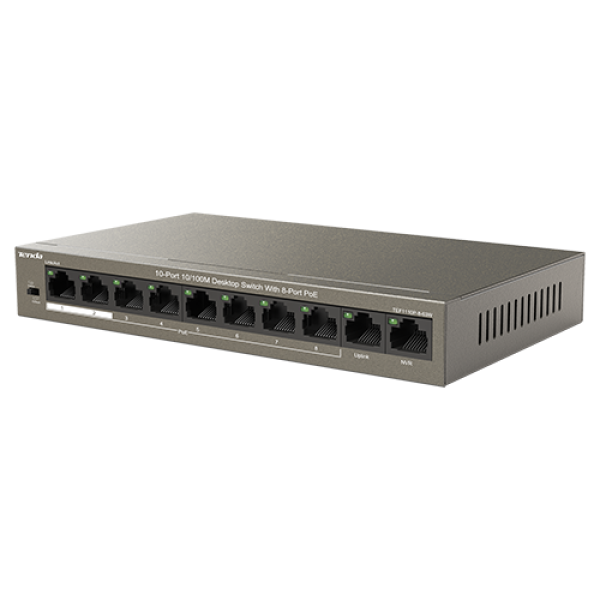 Switch 8 porturi 10/100Mbps PoE, 2 porturi Uplink 10/100Mbps - Tenda TND-TEF1110P-8-63W Switch 8 porturi 10/100Mbps PoE, 2 porturi Uplink 10/100Mbps - Tenda TND-TEF1110P-8-63W